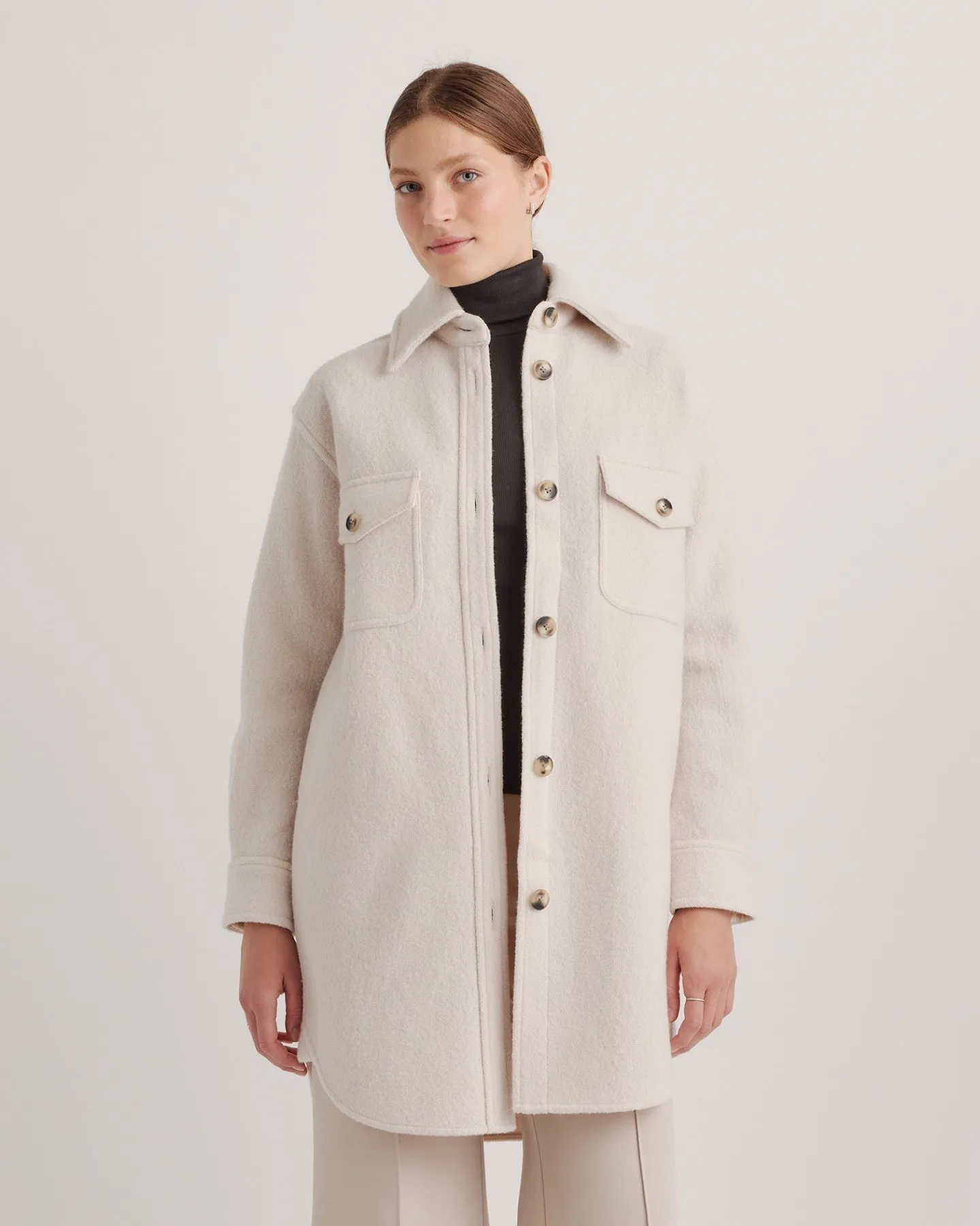 100% Merino Wool Long Shirt Jacket