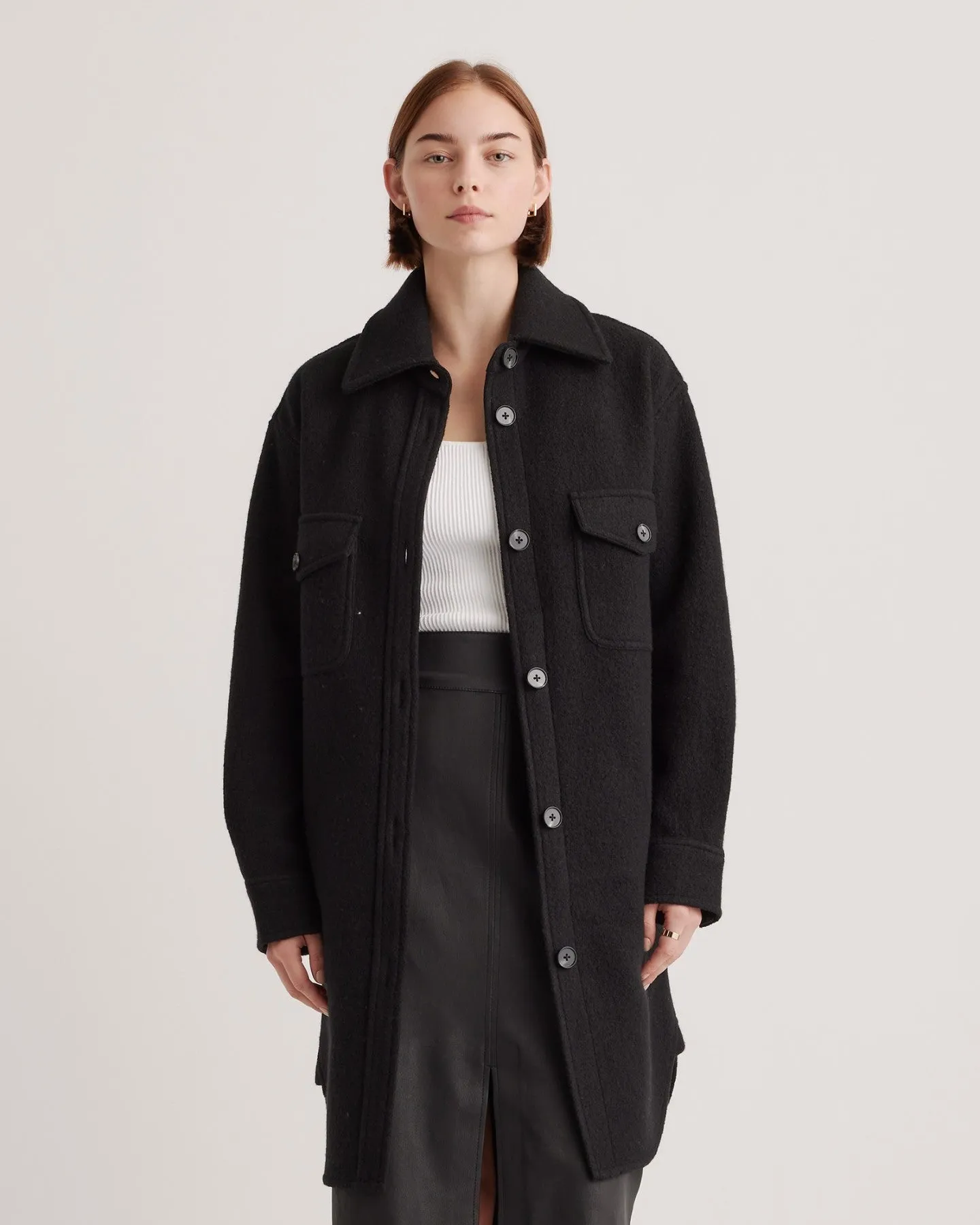 100% Merino Wool Long Shirt Jacket