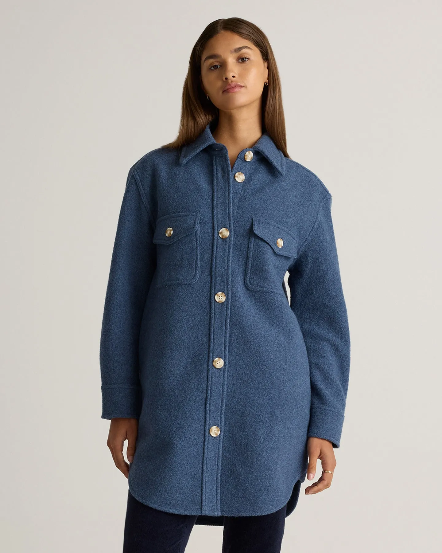 100% Merino Wool Long Shirt Jacket