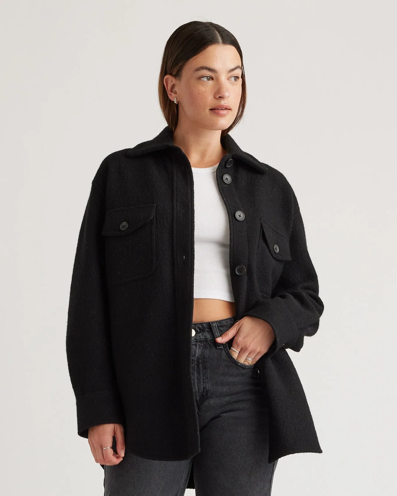 100% Merino Wool Shirt Jacket