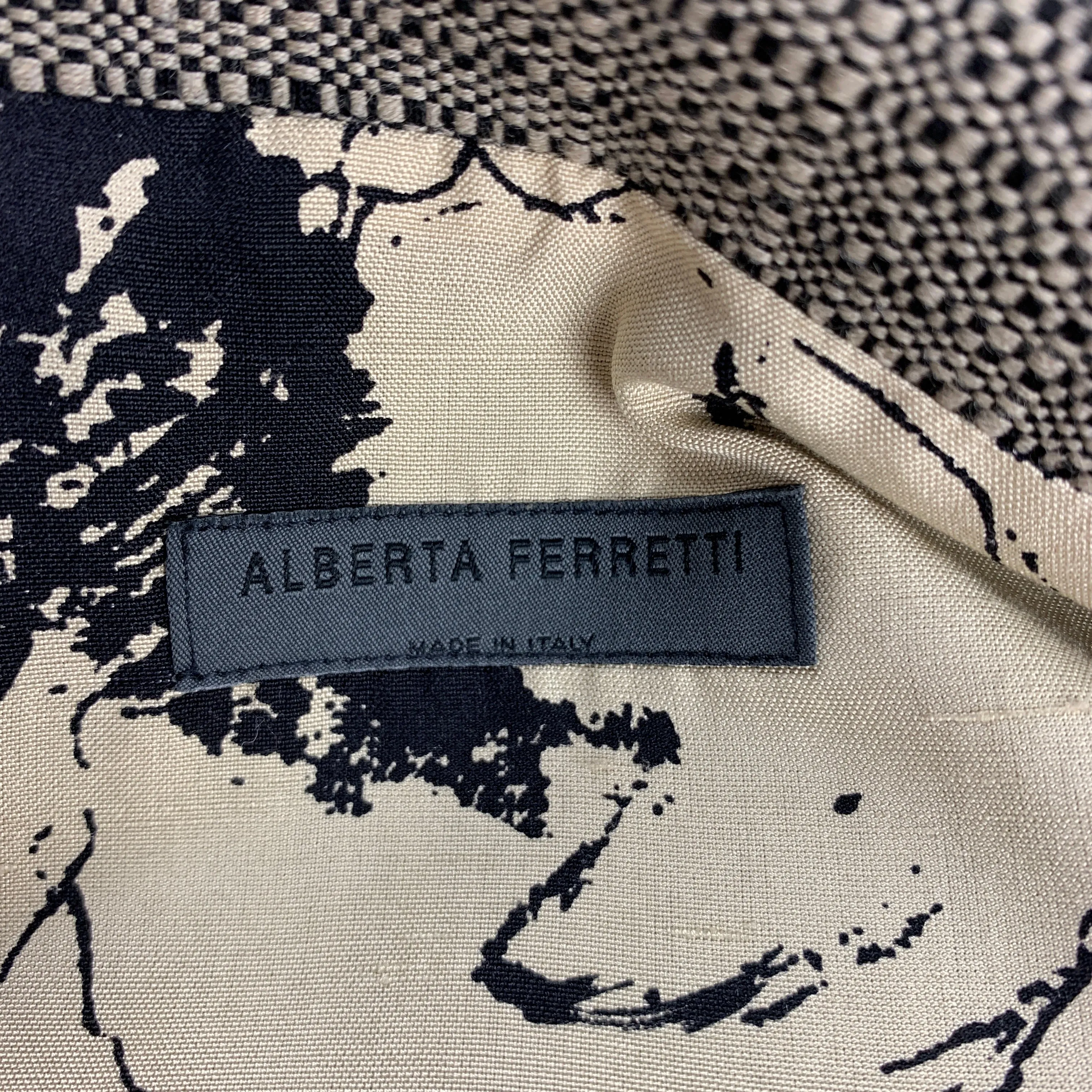 ALBERTA FERRETTI Size 6 Black & Beige Woven Wool Pencil Skirt-Suit