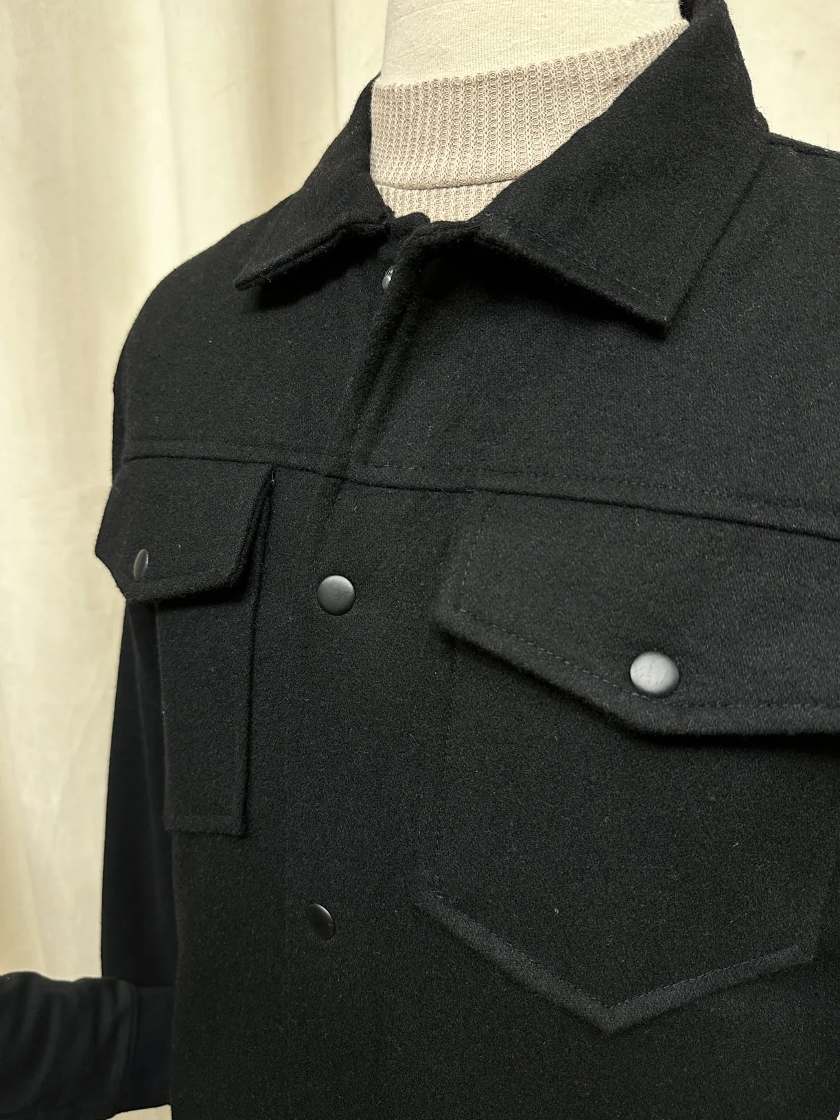 Black Wool Shacket- Men