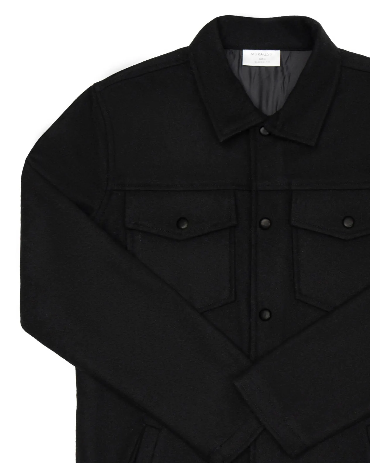 Black Wool Shacket- Men
