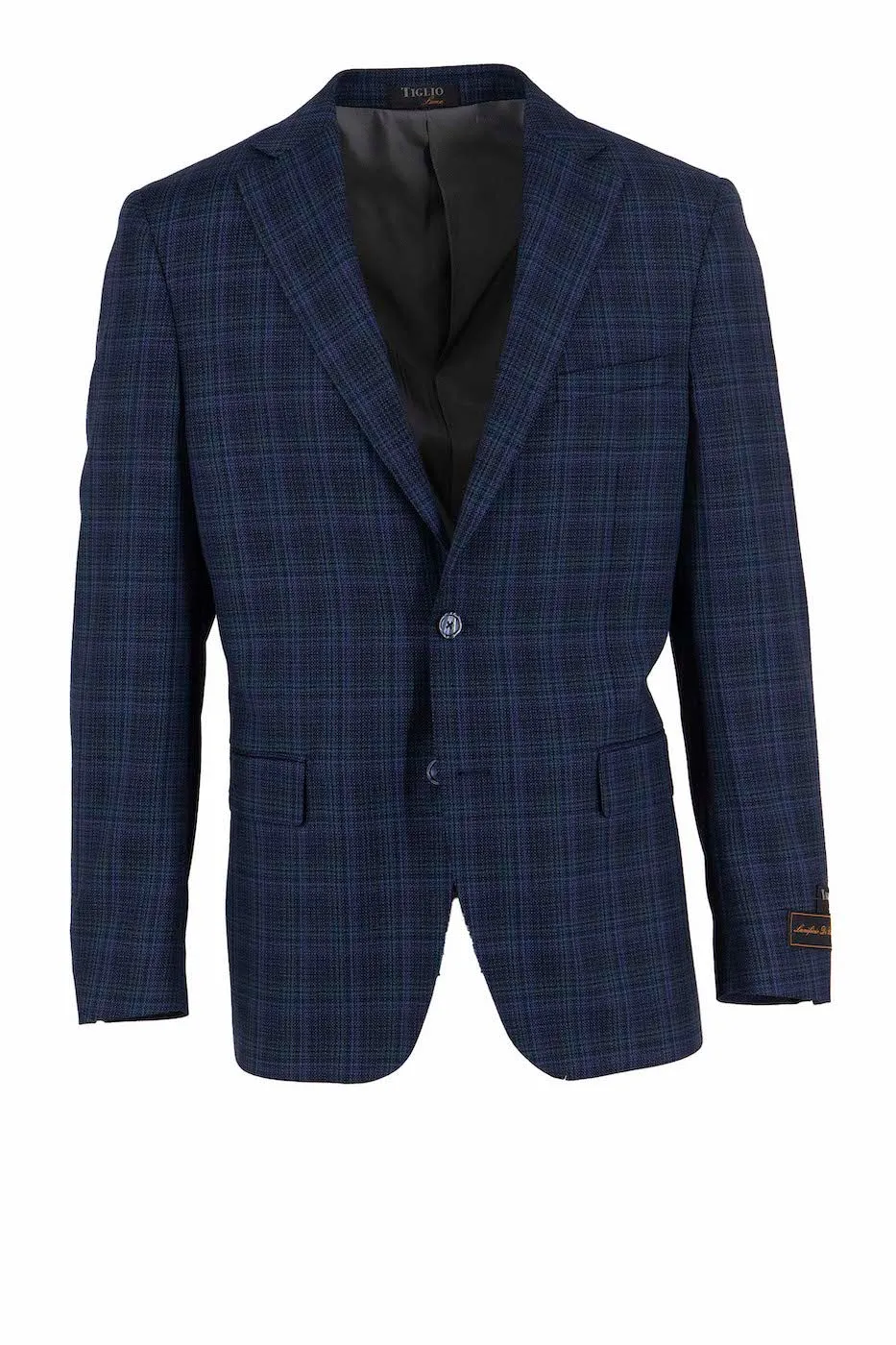 Blue with Multi Color Windowpane Dolcetto Modern Fit, Pure Wool Jacket by Tiglio Luxe