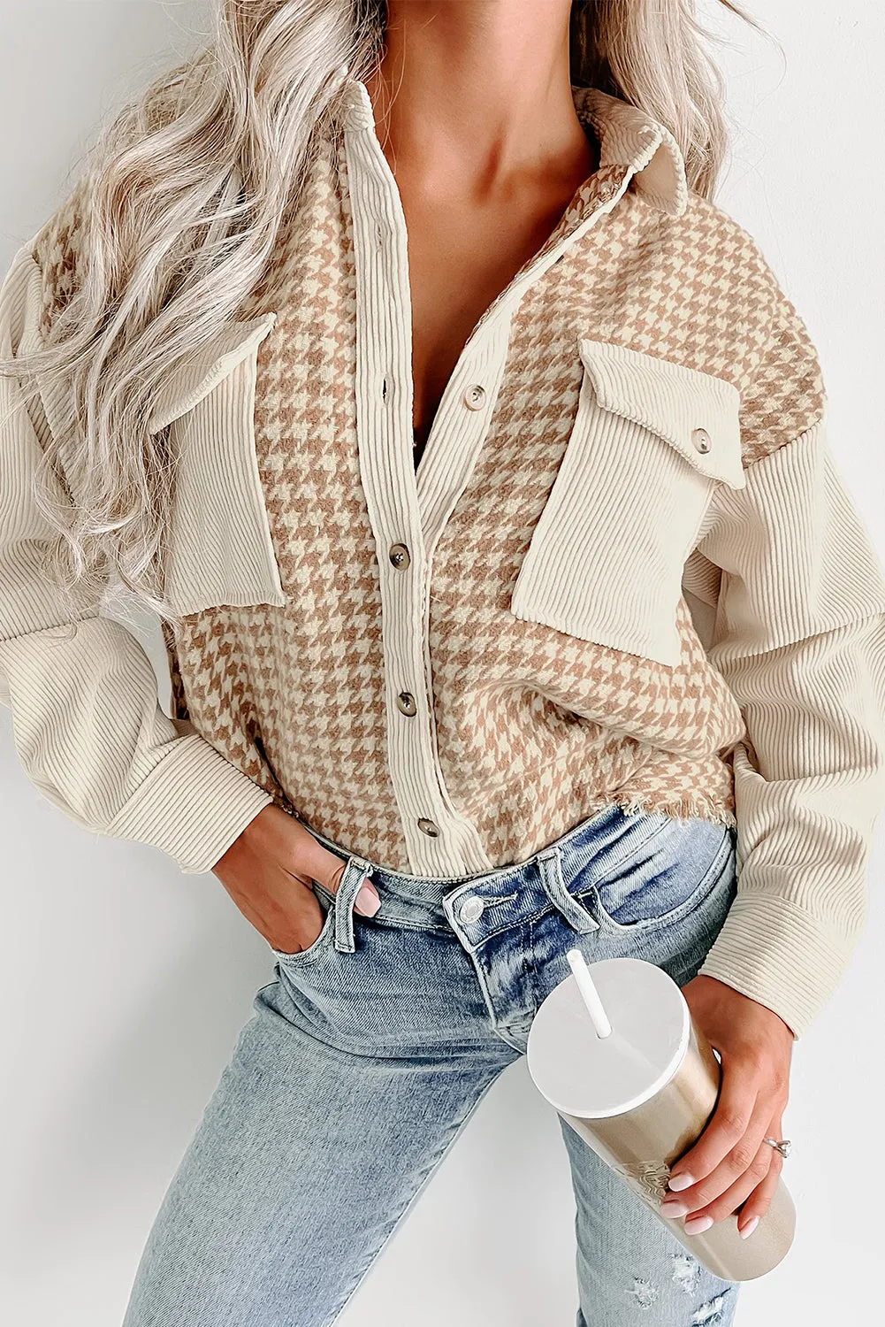 Button Front Corduroy Shacket