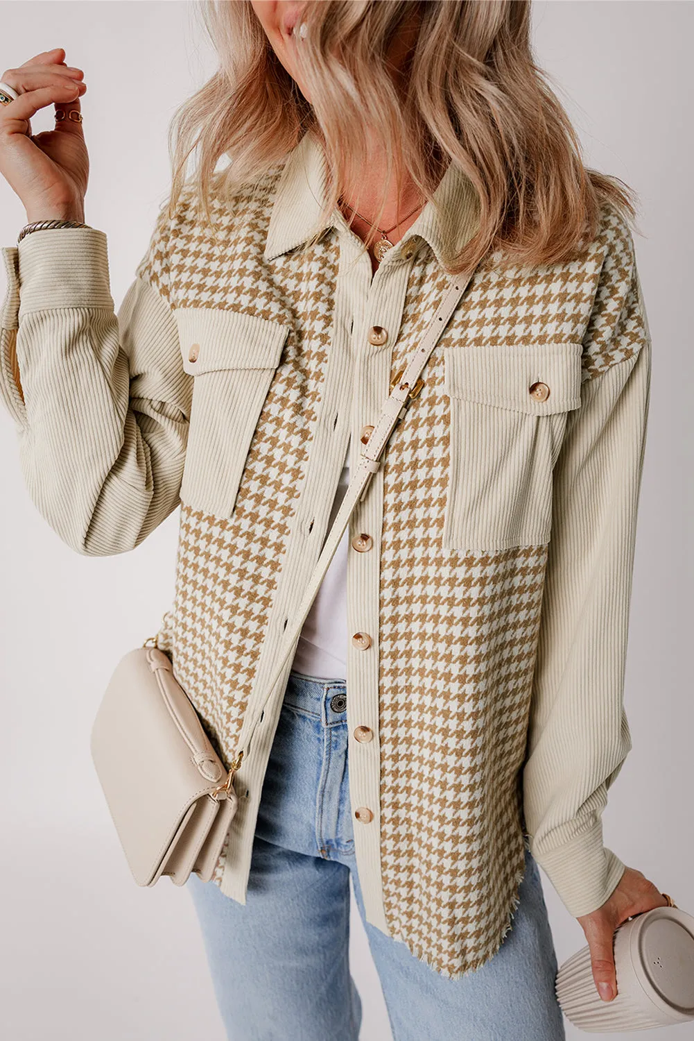 Button Front Corduroy Shacket