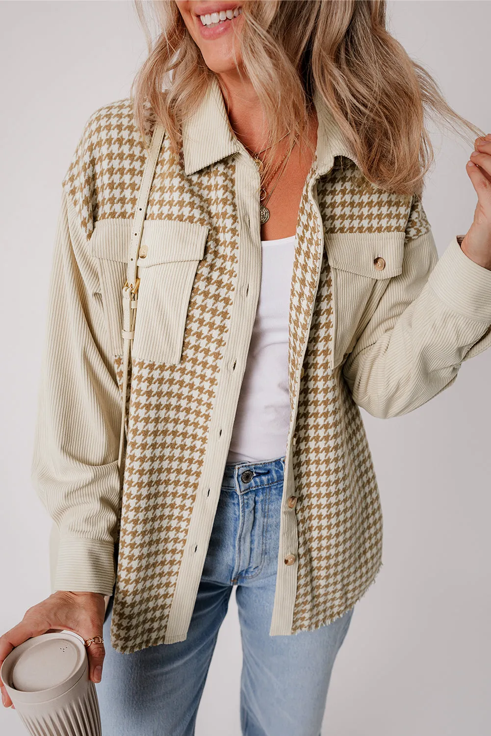 Button Front Corduroy Shacket