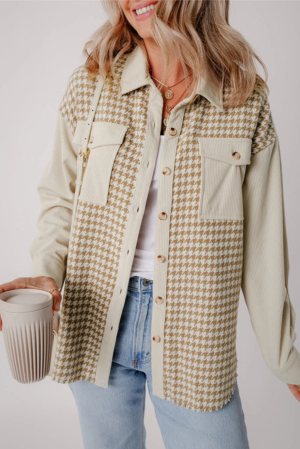 Button Front Corduroy Shacket