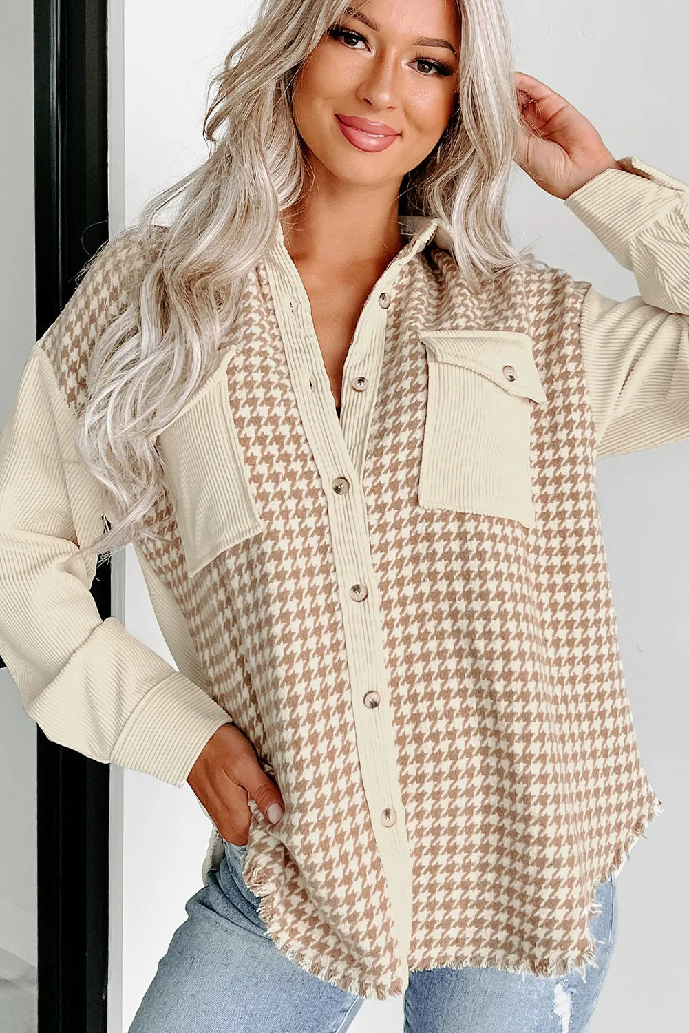 Button Front Corduroy Shacket