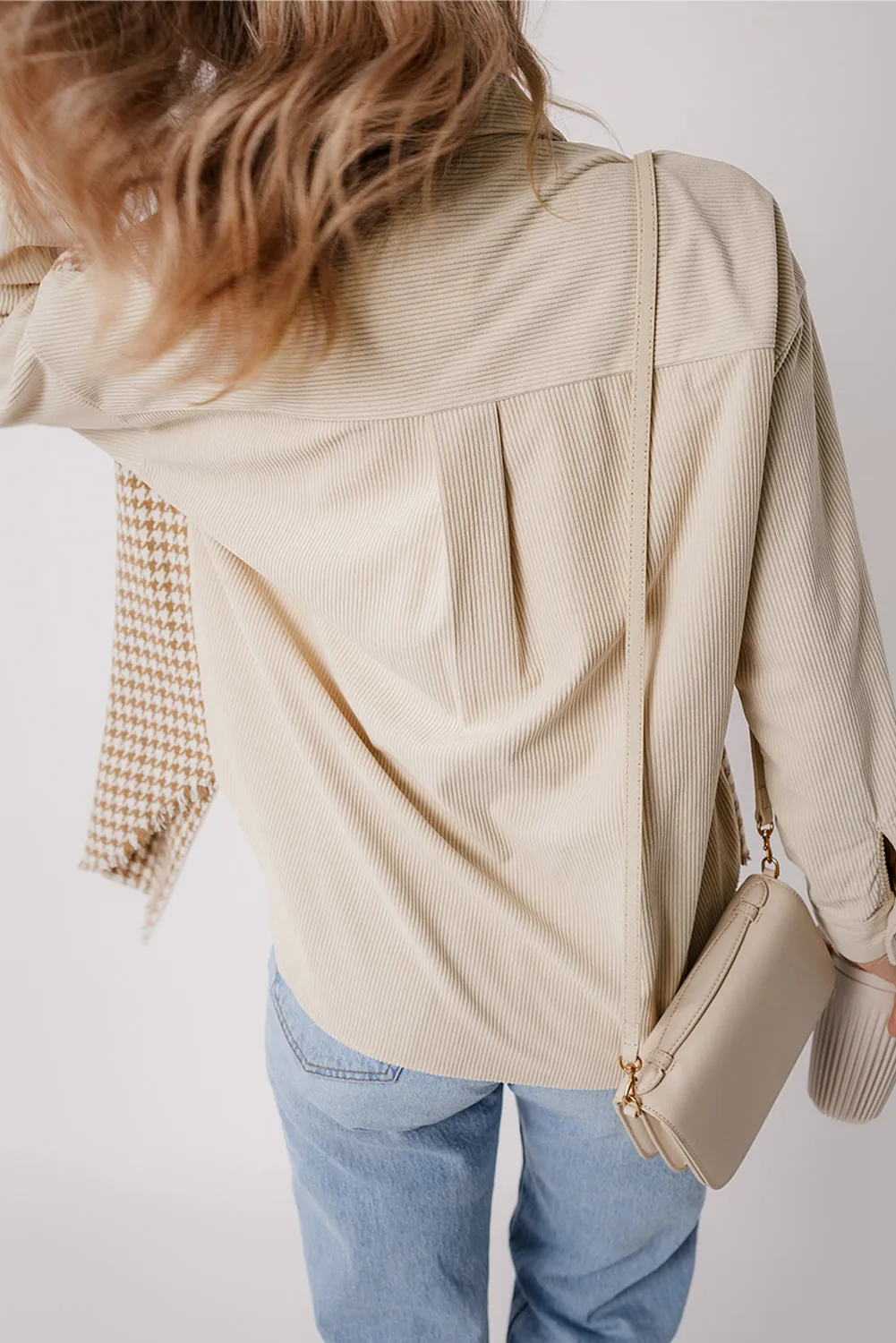 Button Front Corduroy Shacket