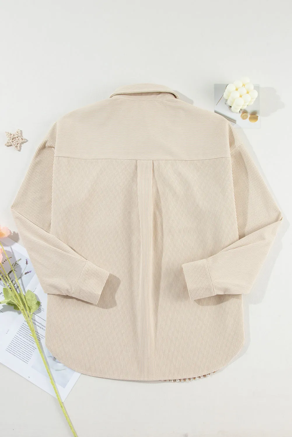 Button Front Corduroy Shacket