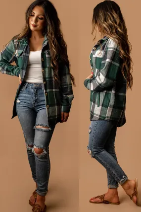 By Your Side Plaid Shacket (Hunter) | SIZE LARGE FINAL SALE