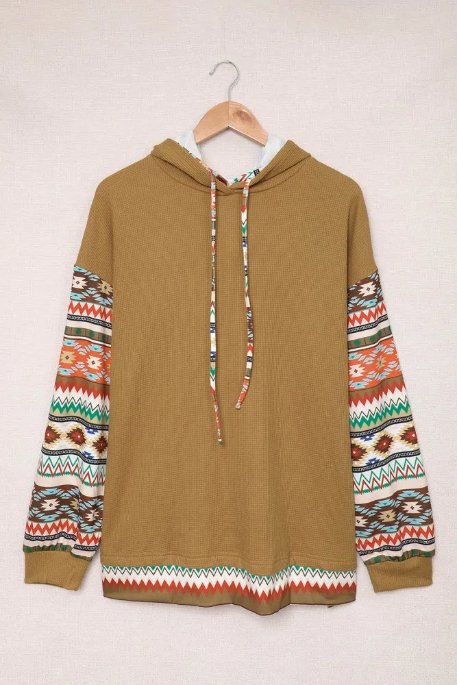 Cheer Up Plus Size Aztec Print Hoodie