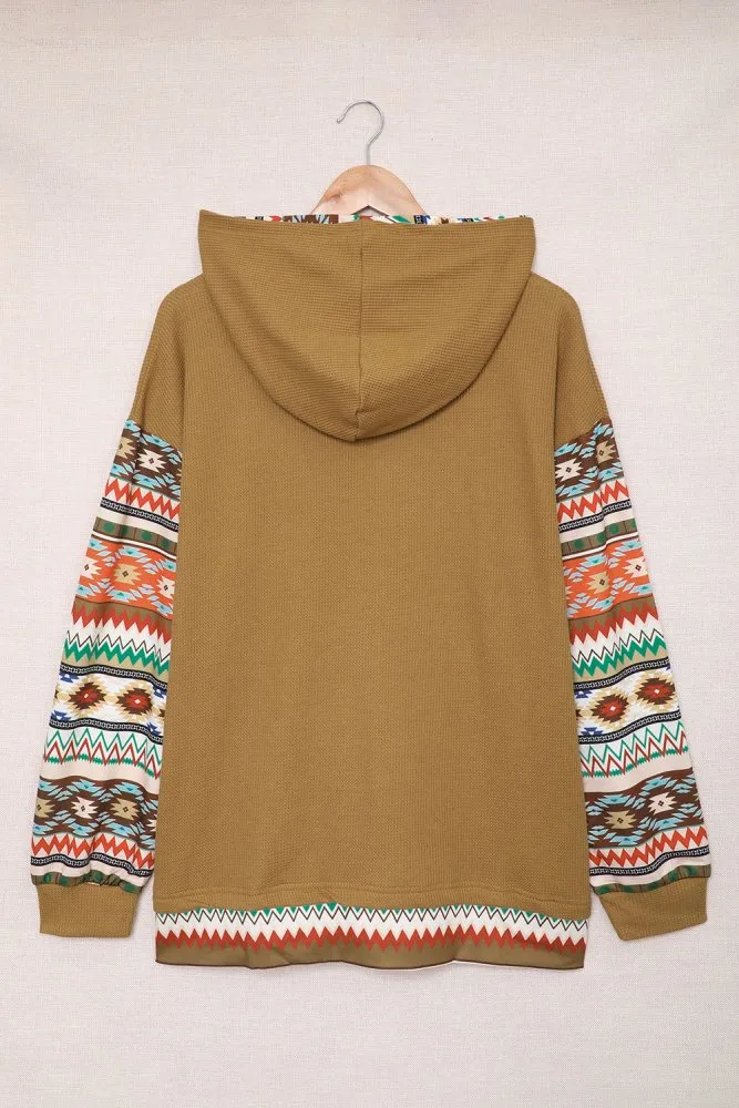 Cheer Up Plus Size Aztec Print Hoodie