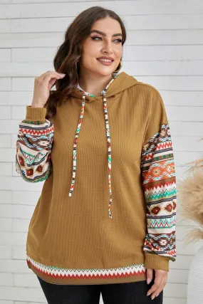 Cheer Up Plus Size Aztec Print Hoodie