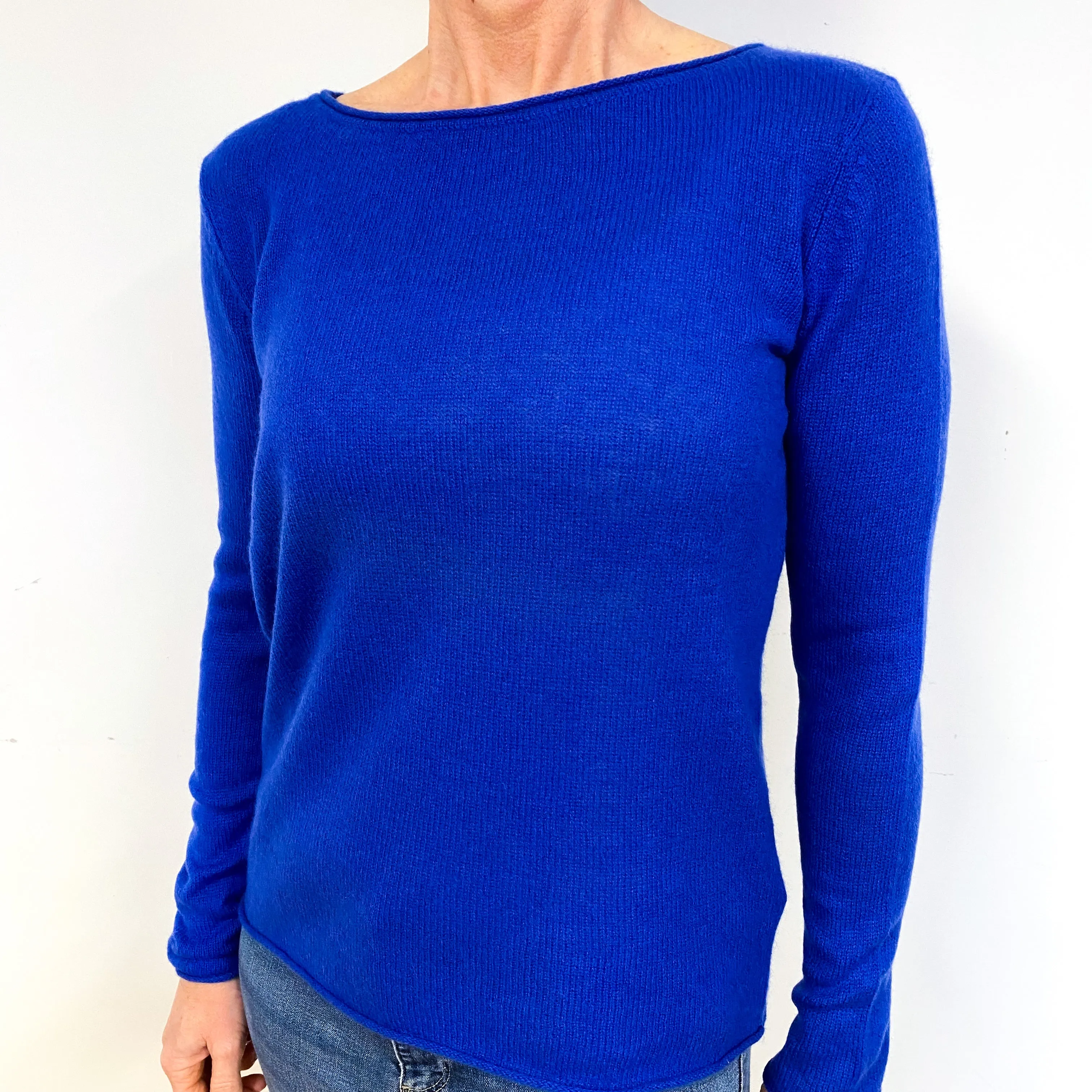 Cobalt Blue Cashmere Crew Neck Jumper Medium