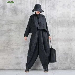Cotton retro top   harem pants - fashionable short jacket - bohemian pants