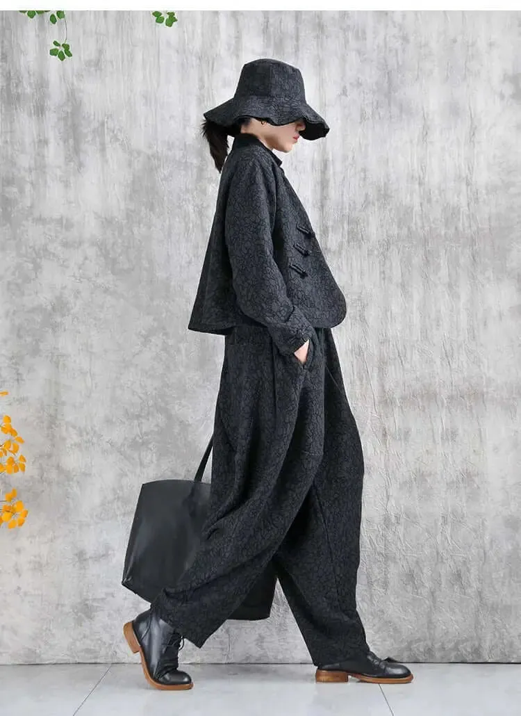 Cotton retro top   harem pants - fashionable short jacket - bohemian pants