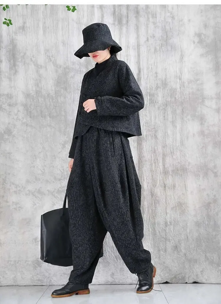 Cotton retro top   harem pants - fashionable short jacket - bohemian pants