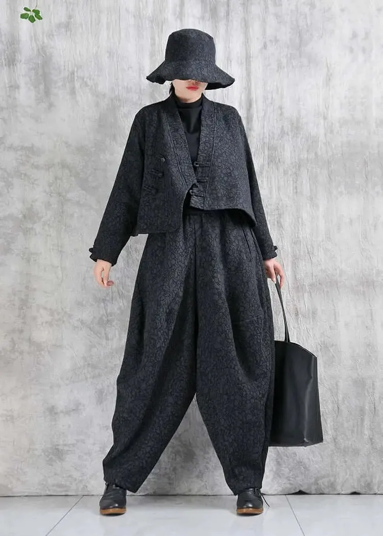 Cotton retro top   harem pants - fashionable short jacket - bohemian pants