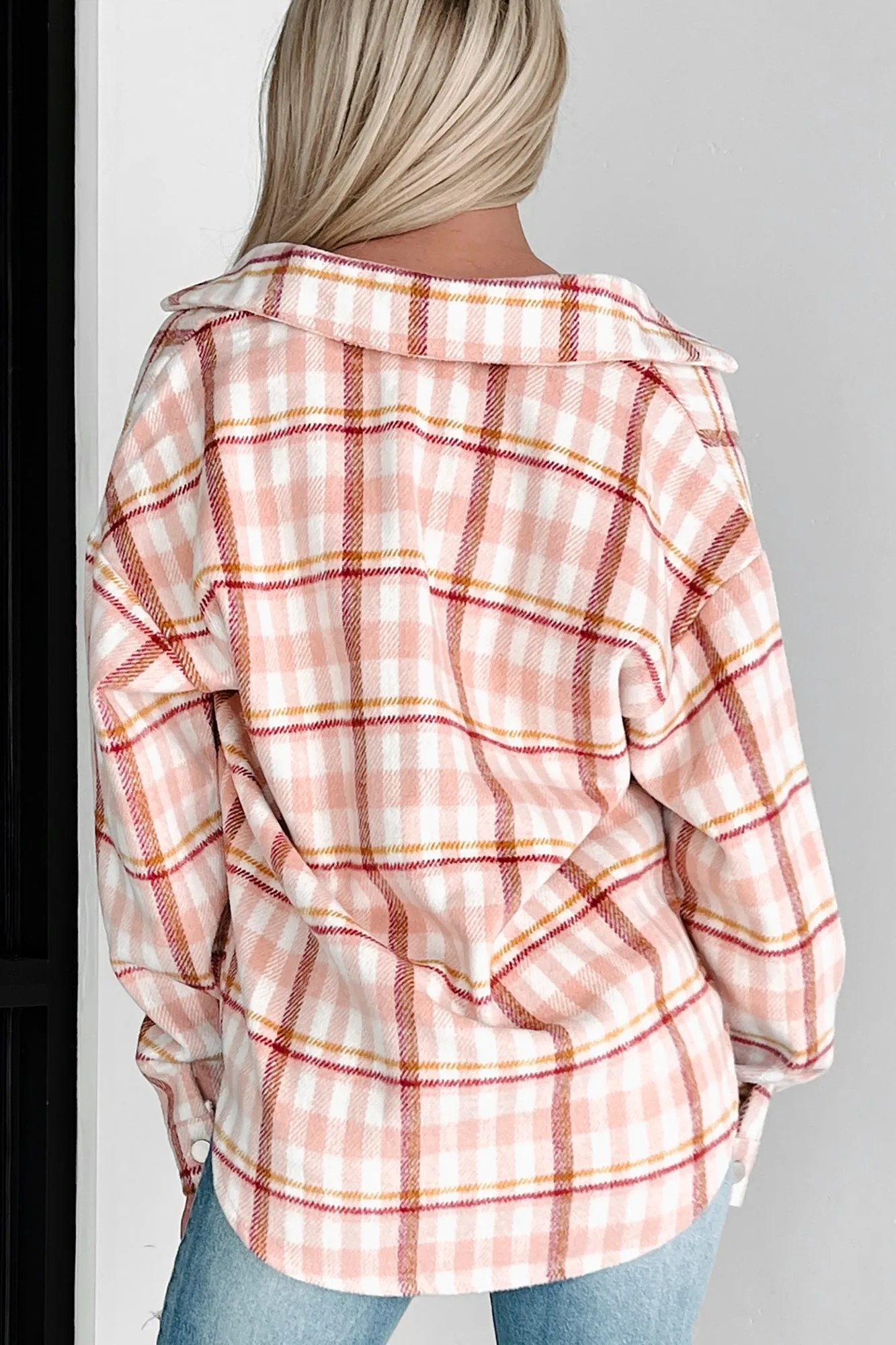 Doorbuster Out In The Pines Plaid Shacket (Pink Multi)