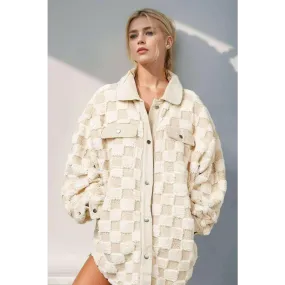 Elevate Your Style with the Fuzzy Checkered Shacket in Luxury Fashion