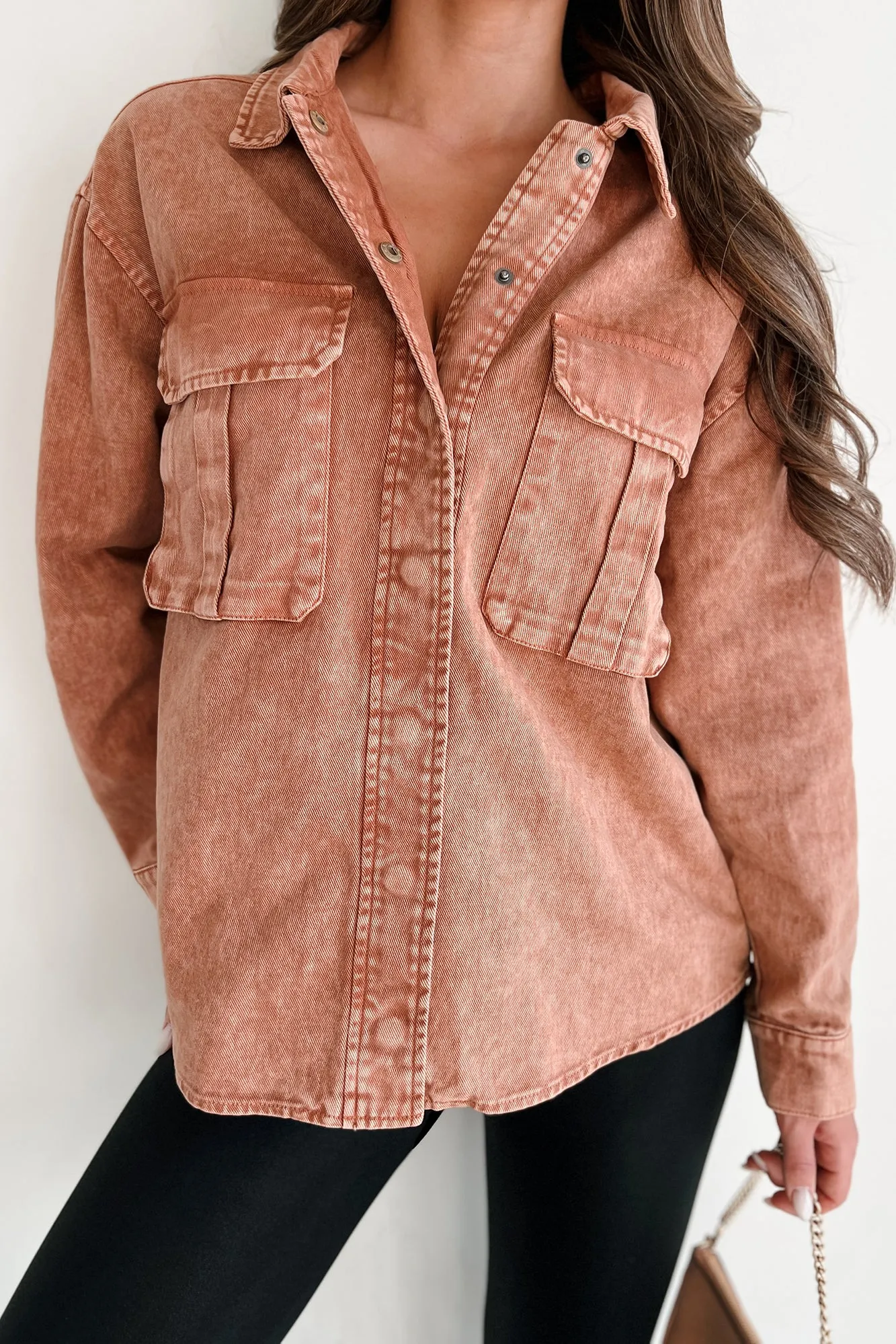 Everything Matters Mineral Wash Shacket (Dusty Clay)