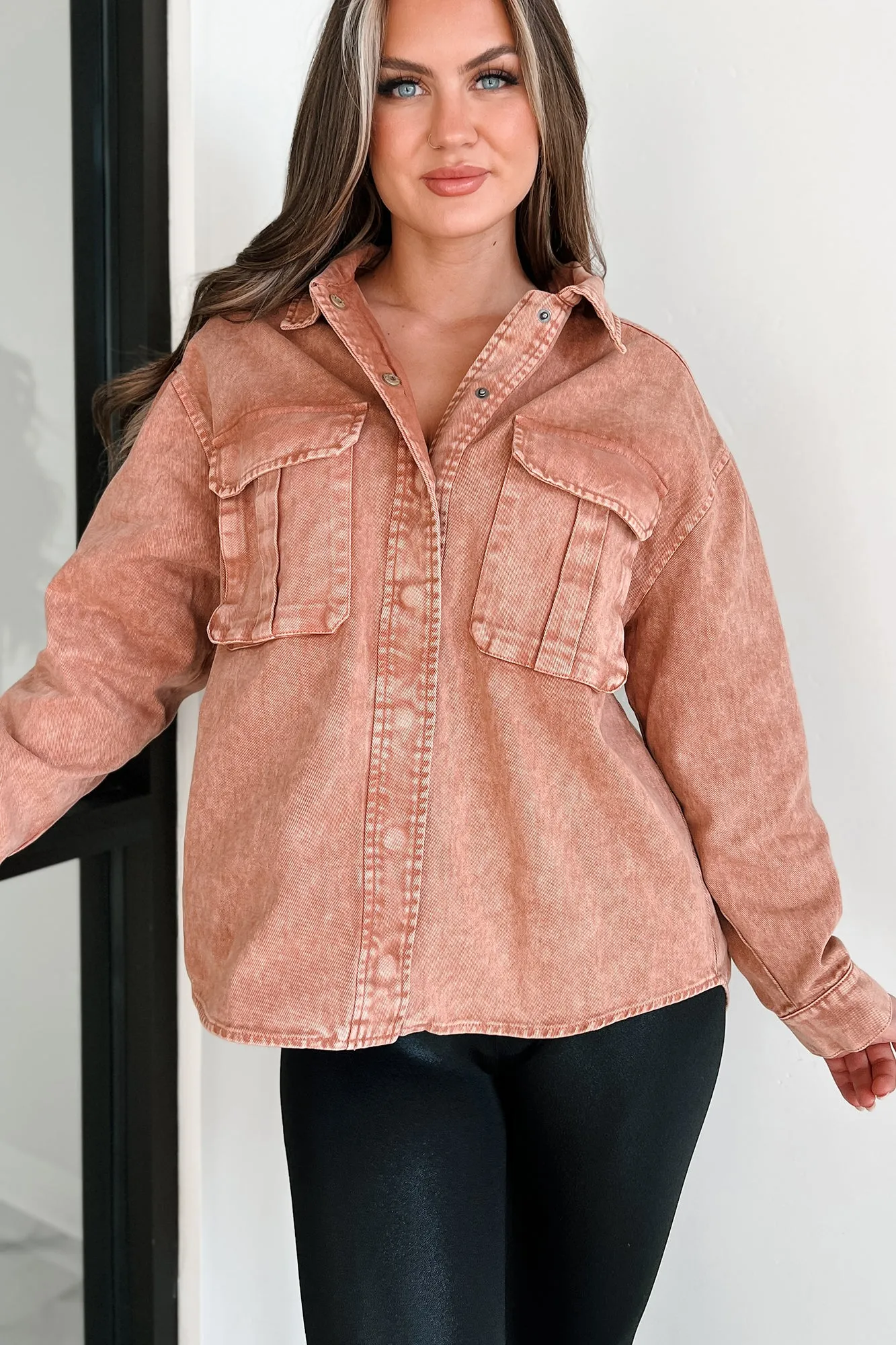 Everything Matters Mineral Wash Shacket (Dusty Clay)
