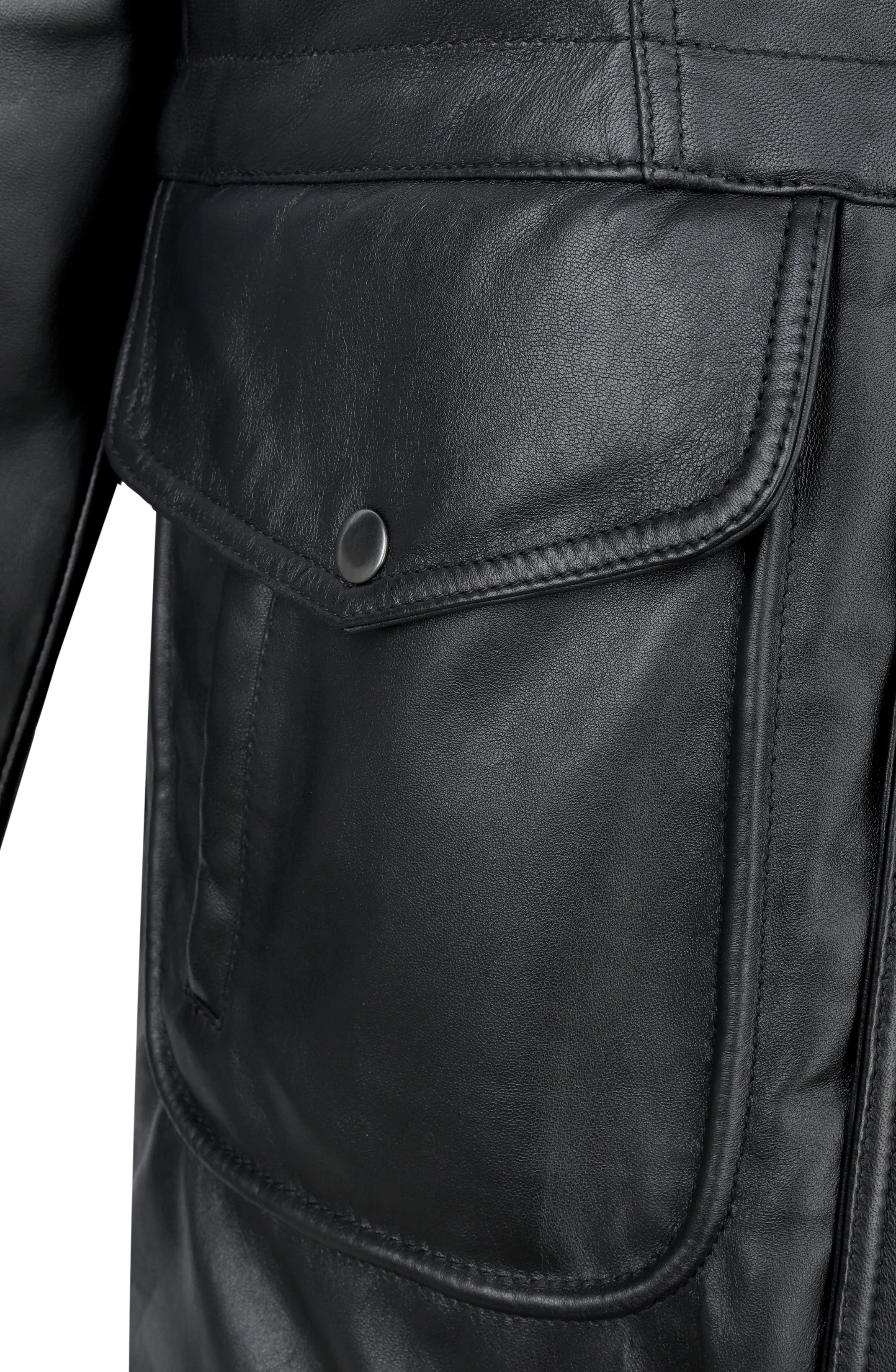 MENS LEATHER HOODED JACKET 94928 (BLACK)