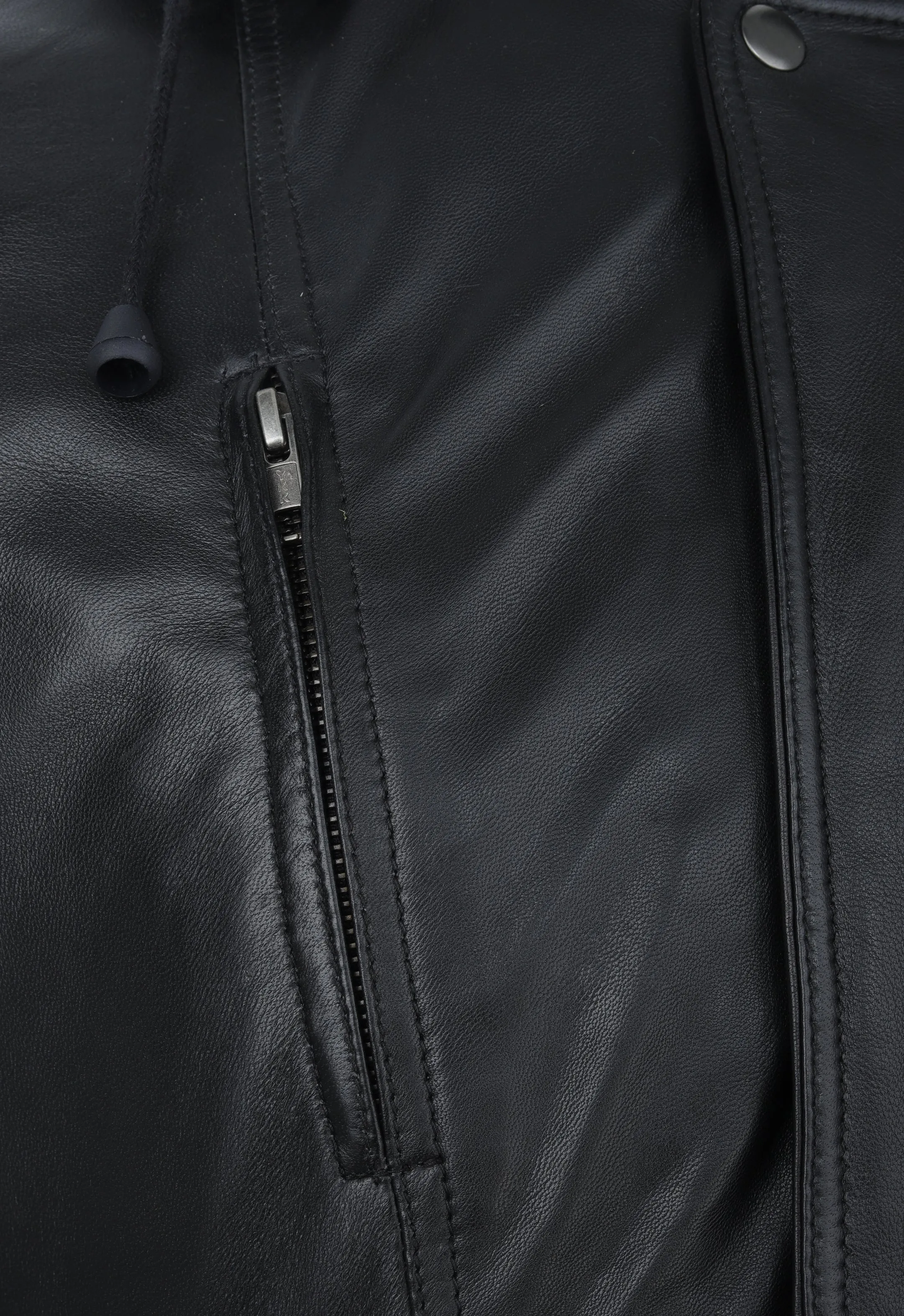 MENS LEATHER HOODED JACKET 94928 (BLACK)