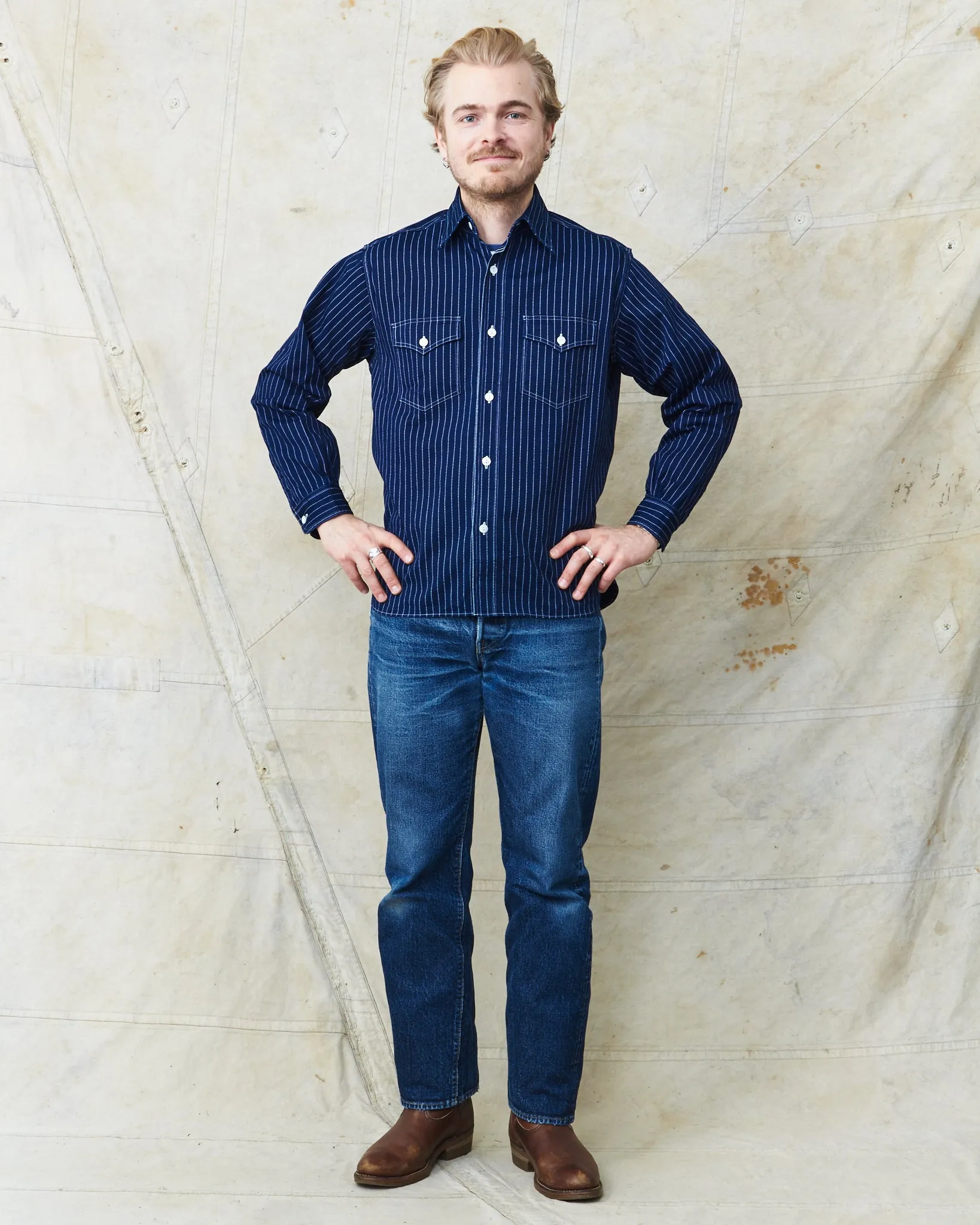 Sugar Cane & Co Fiction Romance 8,5 Oz Wabash Stripe Work Shirt
