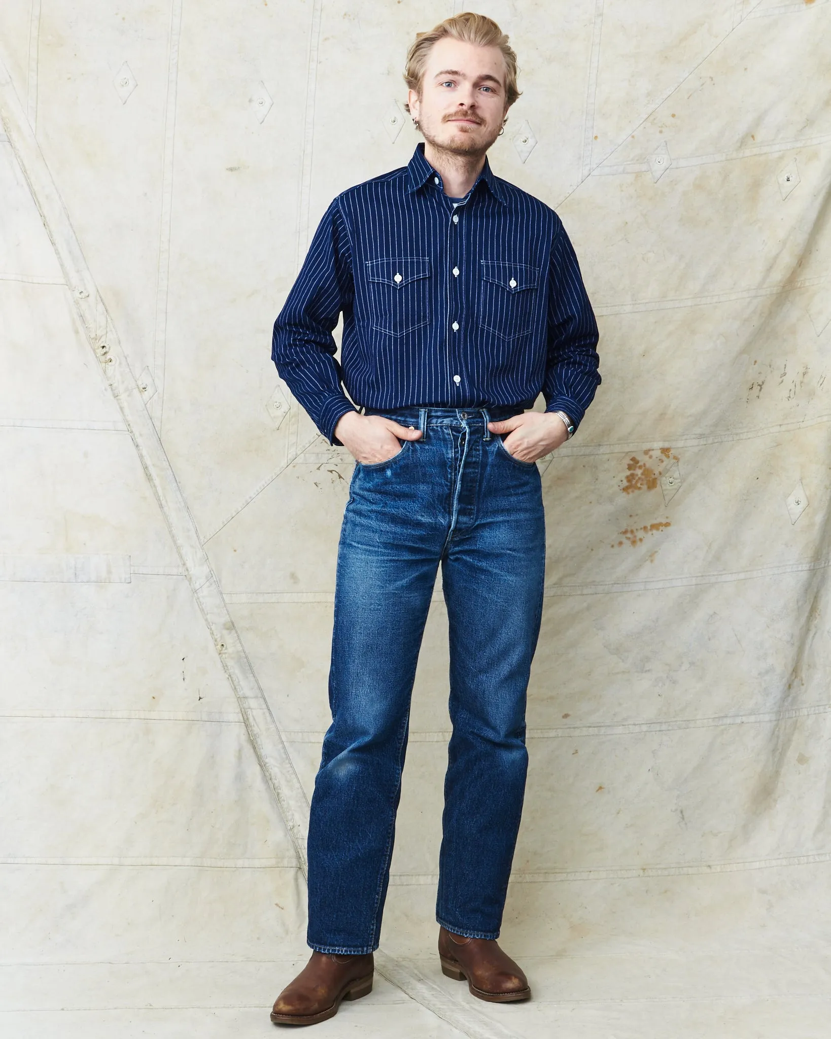 Sugar Cane & Co Fiction Romance 8,5 Oz Wabash Stripe Work Shirt