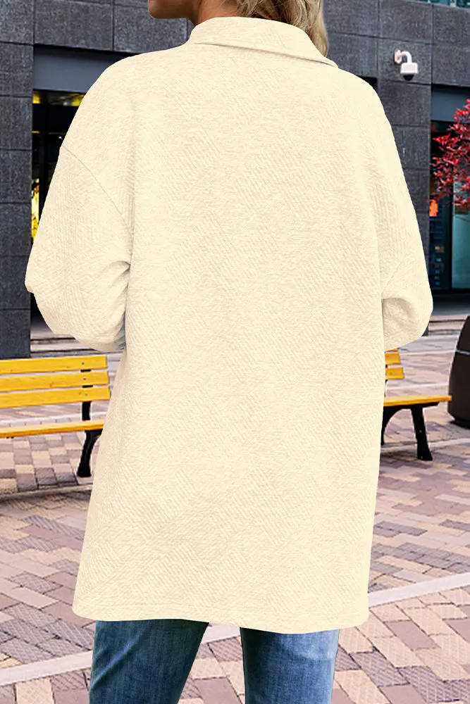 Turndown Collar Button Up Coat With Pockets