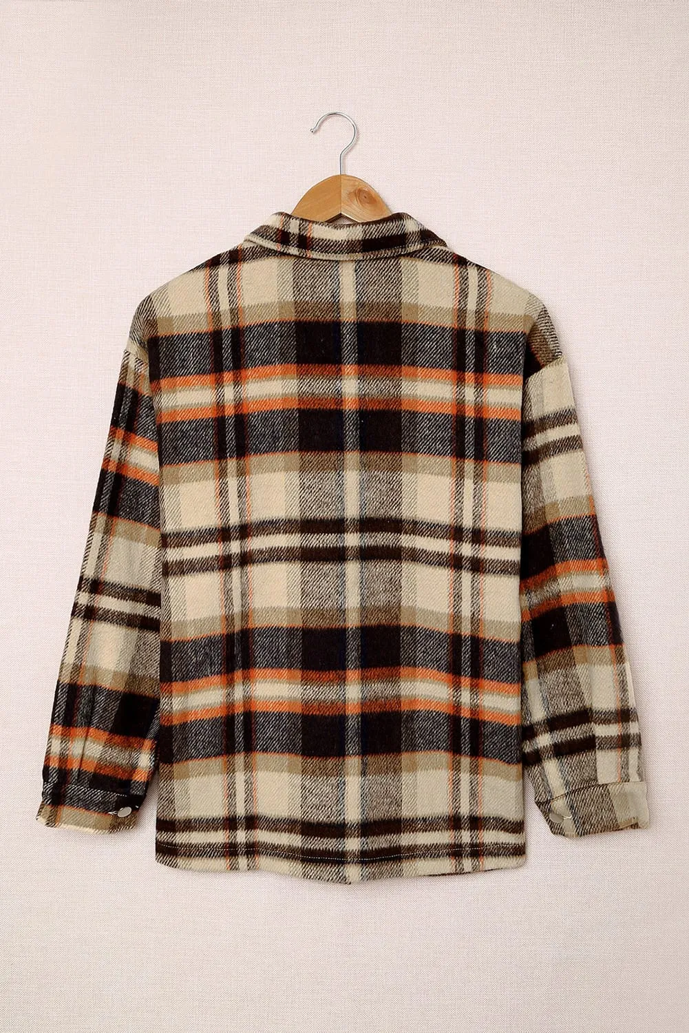 Wholesale Brown Plaid Button Up Long Sleeve Flannel Shacket